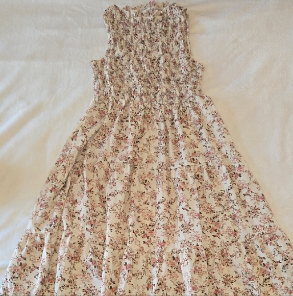 0X Floral Sleeveless Prairie Dress BOHO ROMANTIC TIMELESS VINTAGE Stretchy - Picture 1 of 14